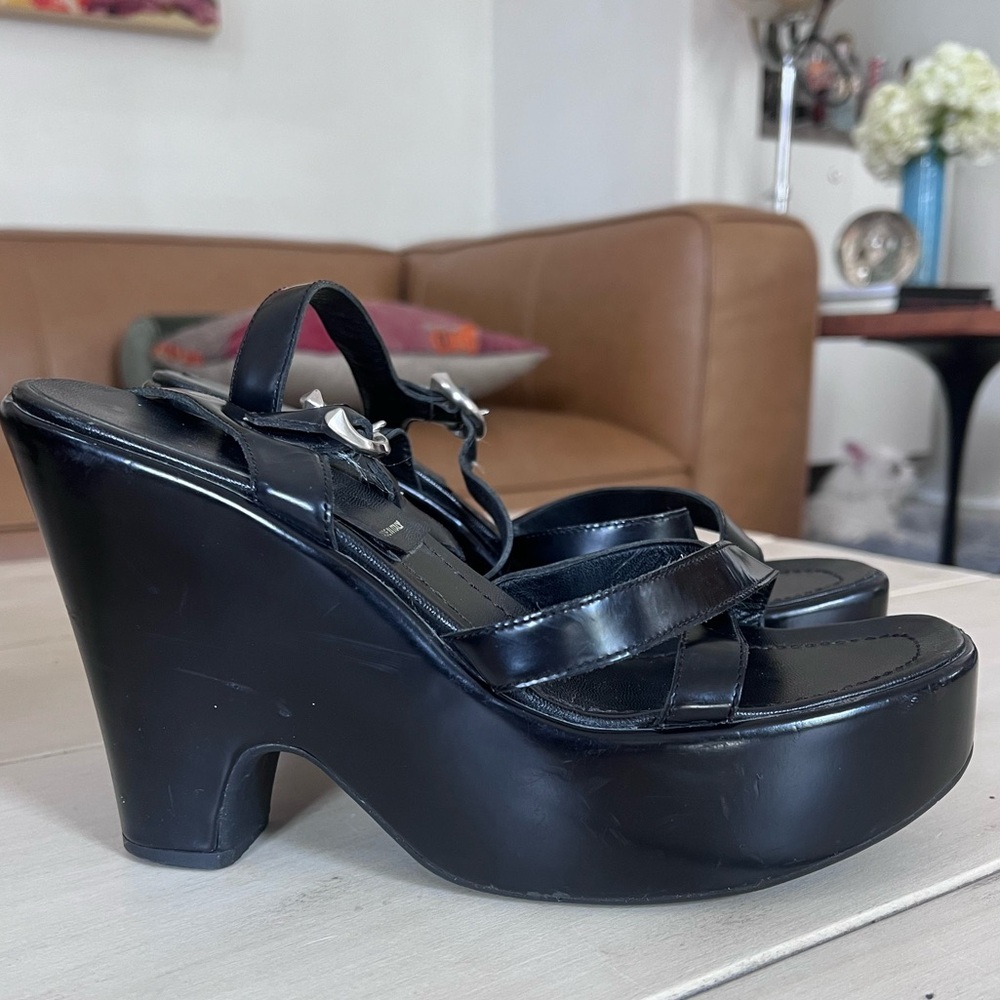 Prada Black Strappy Platform Sandals